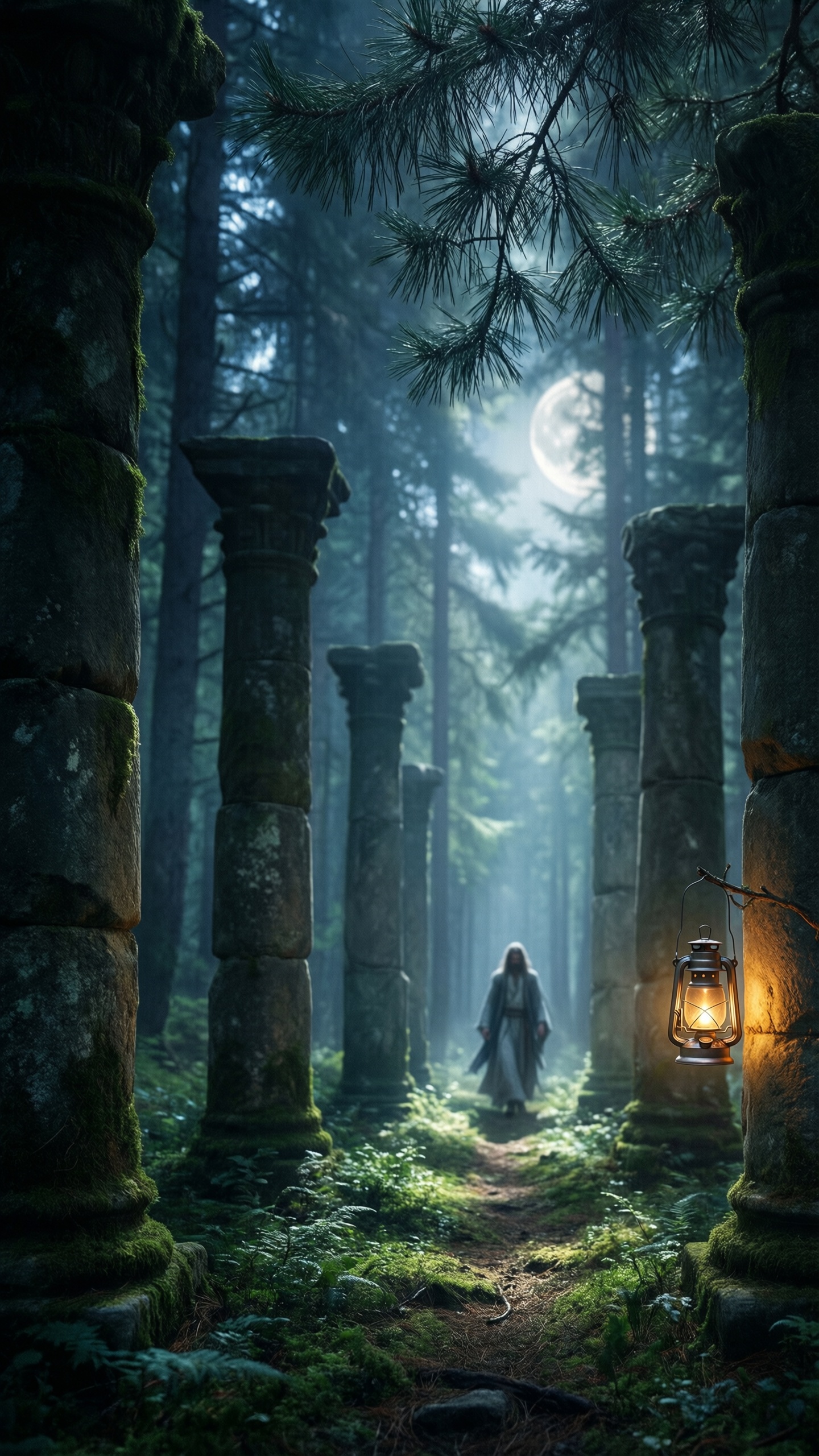 Mystic Forest Ruins - AI generated wallpaper