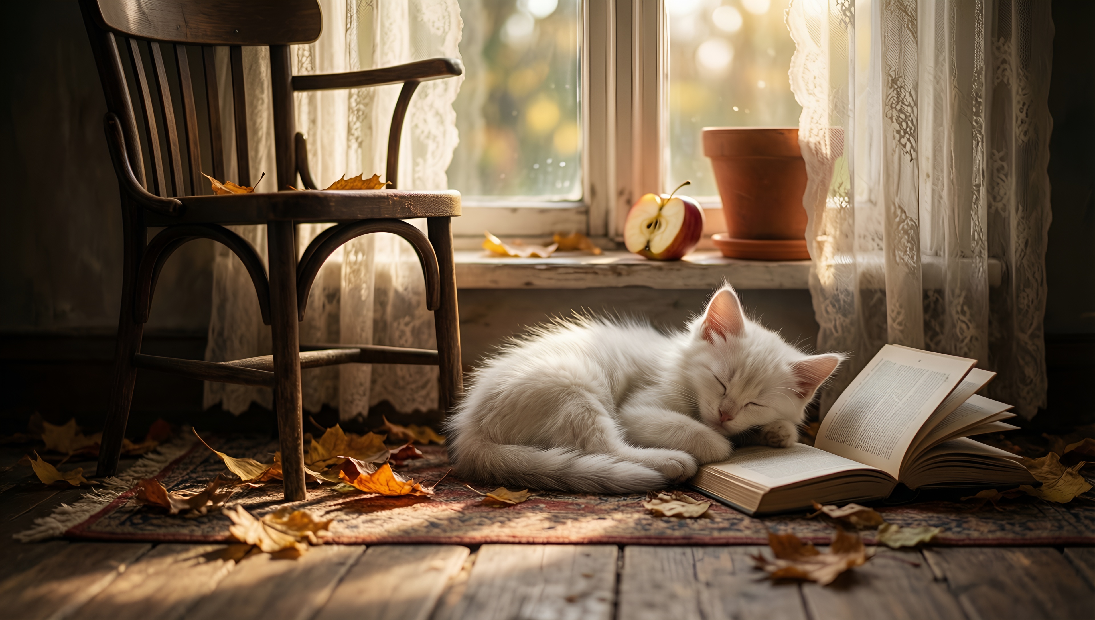 Cozy Cat Napping by the Window - AI generated wallpaper