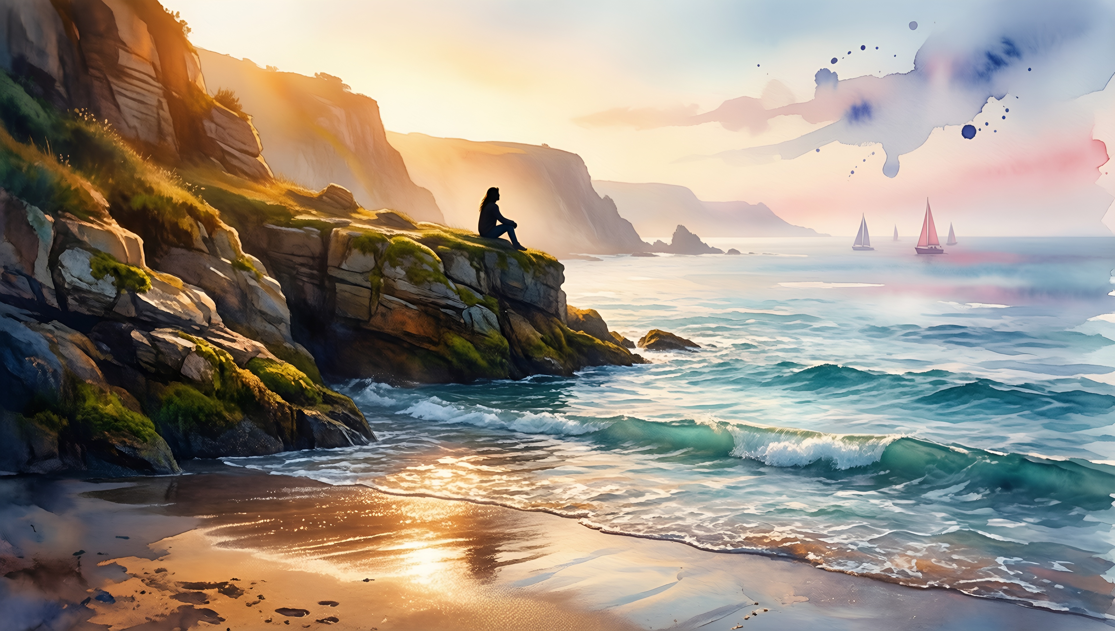 Serene Coastal Reflection - AI generated wallpaper