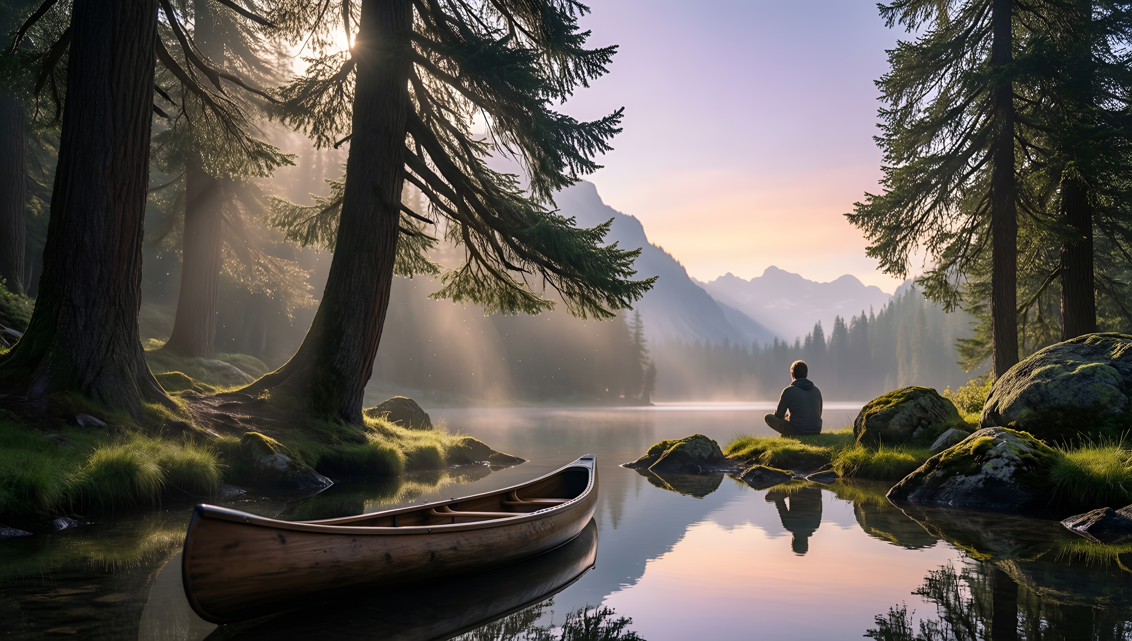 Serene Lake Reflection - AI generated wallpaper