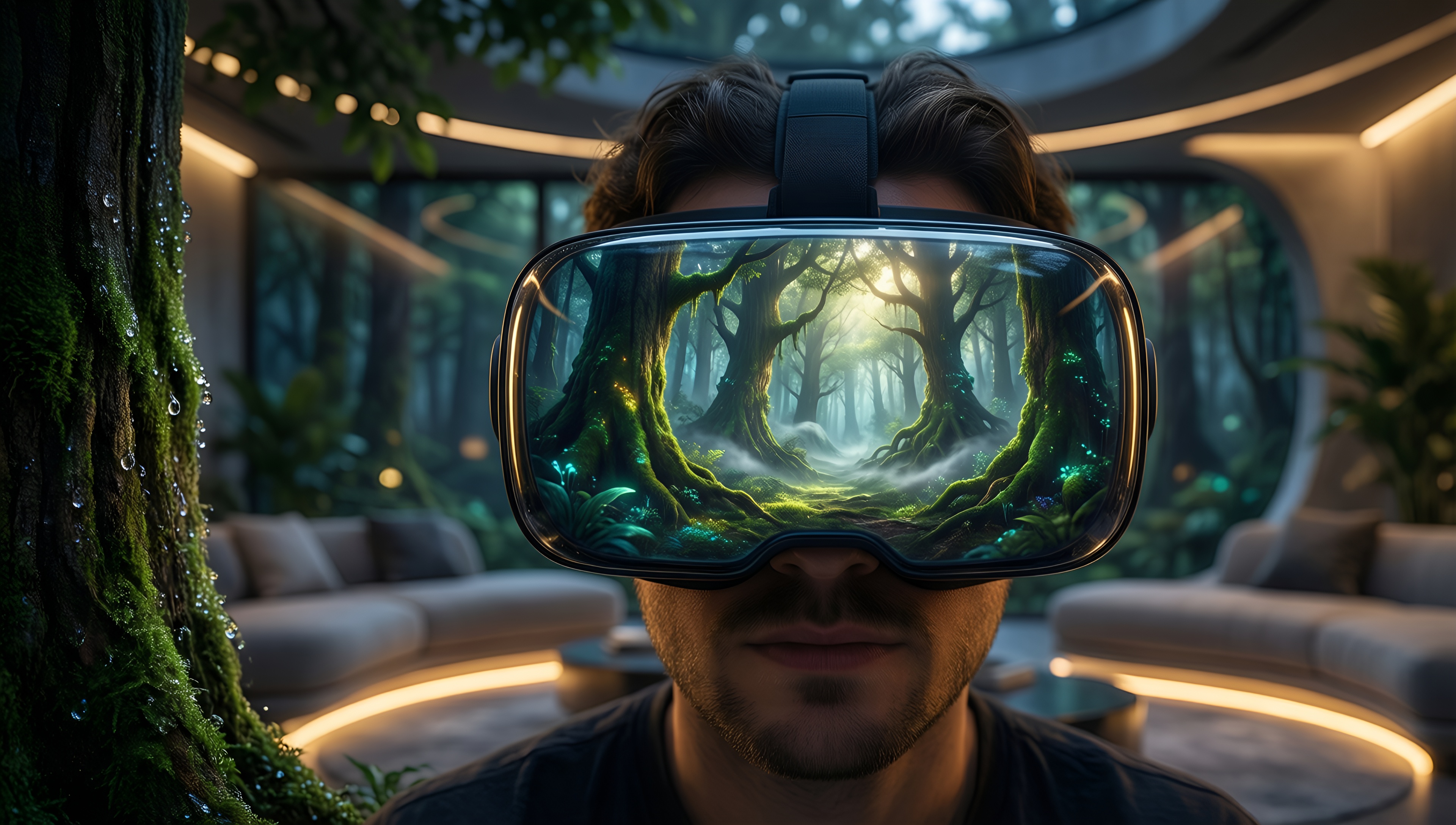 Virtual Reality Forest Immersion - AI generated wallpaper