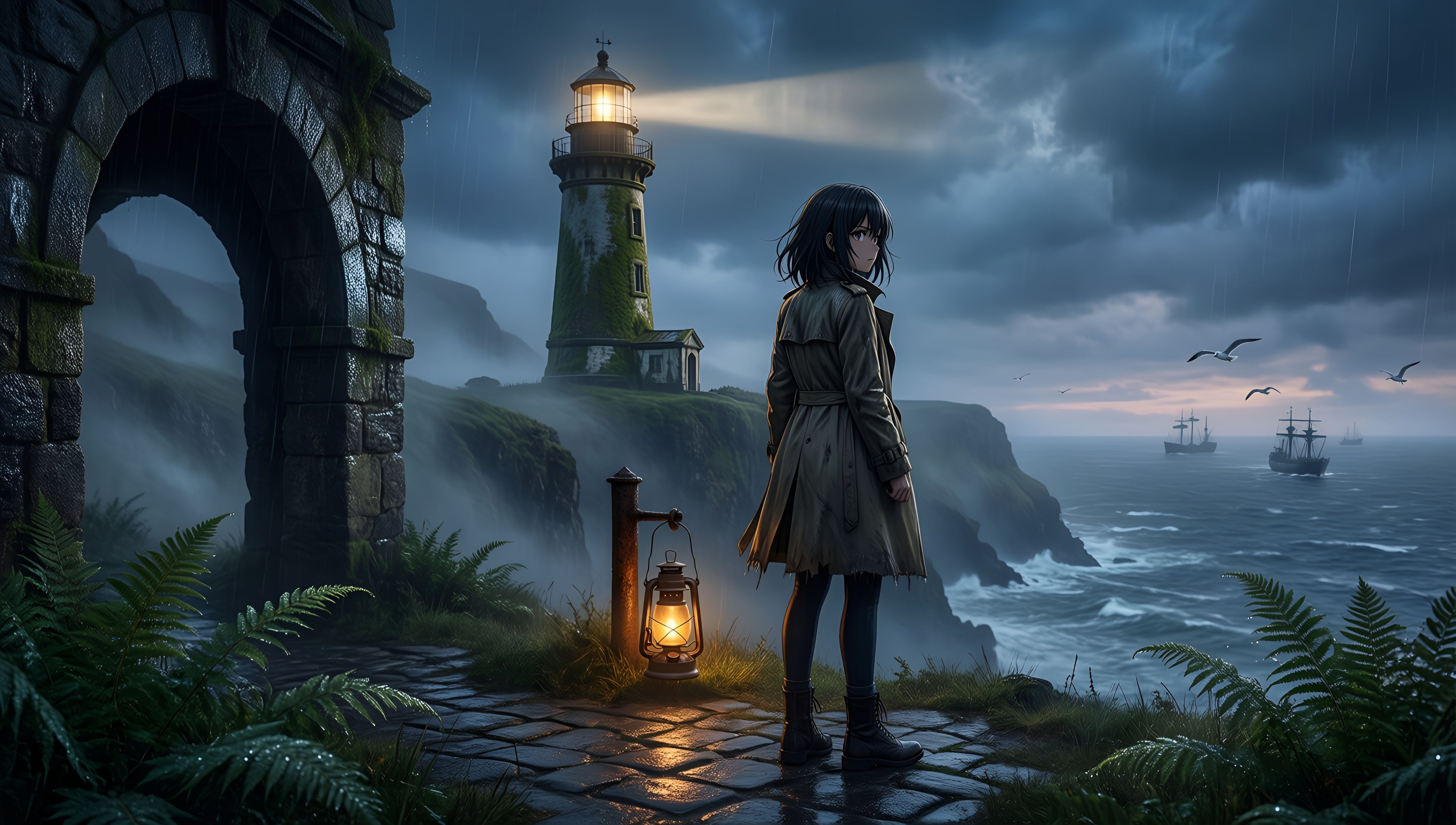 Mystic Lighthouse Guardian - AI generated wallpaper