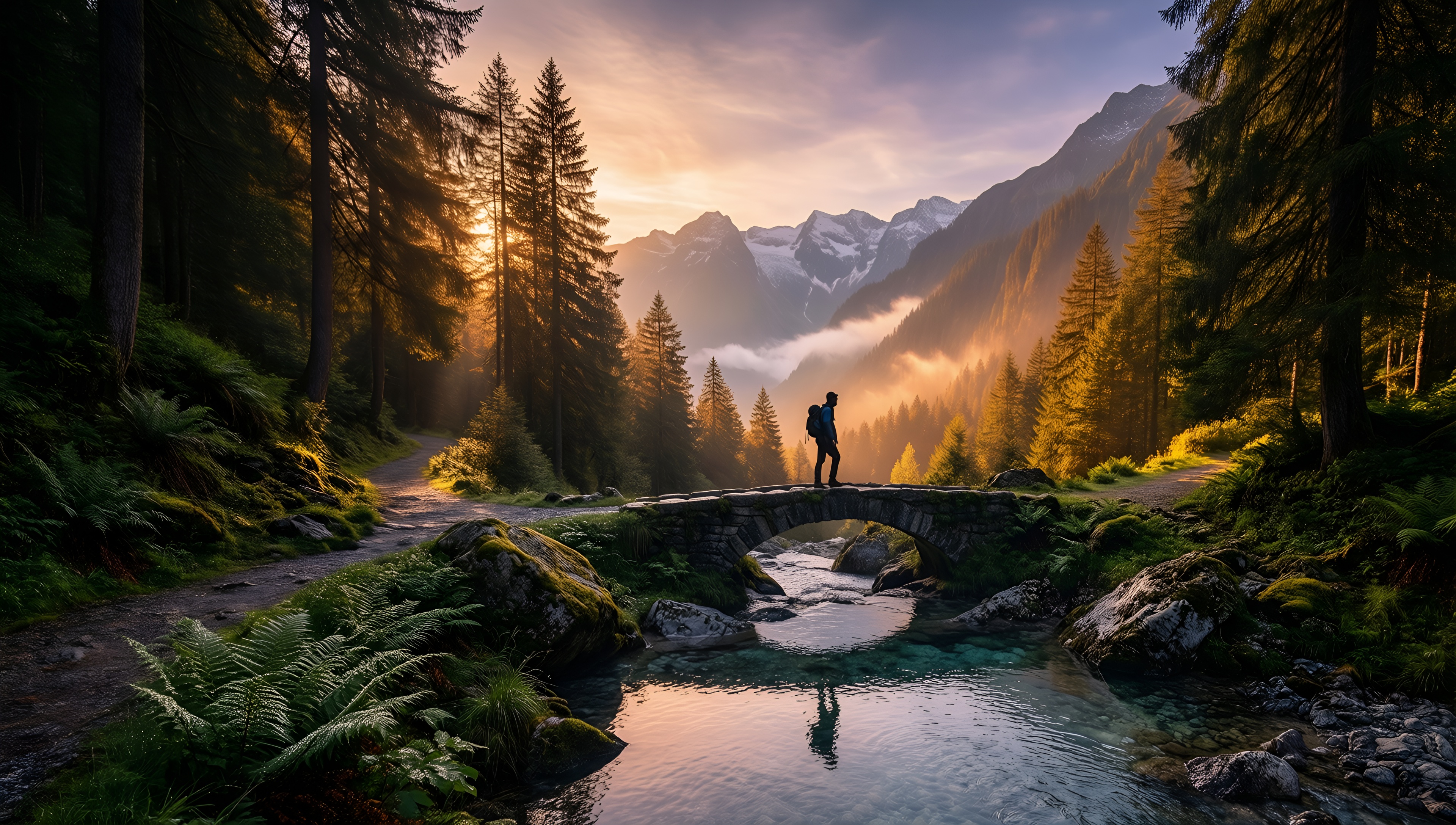 Majestic Mountain Sunset 1 - AI generated wallpaper