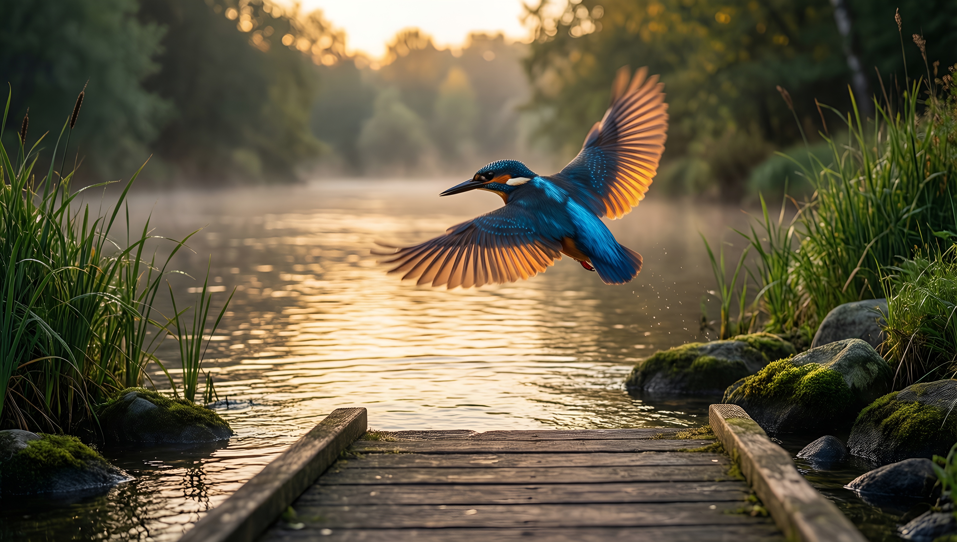 Elegant Kingfisher Sunset - AI generated wallpaper