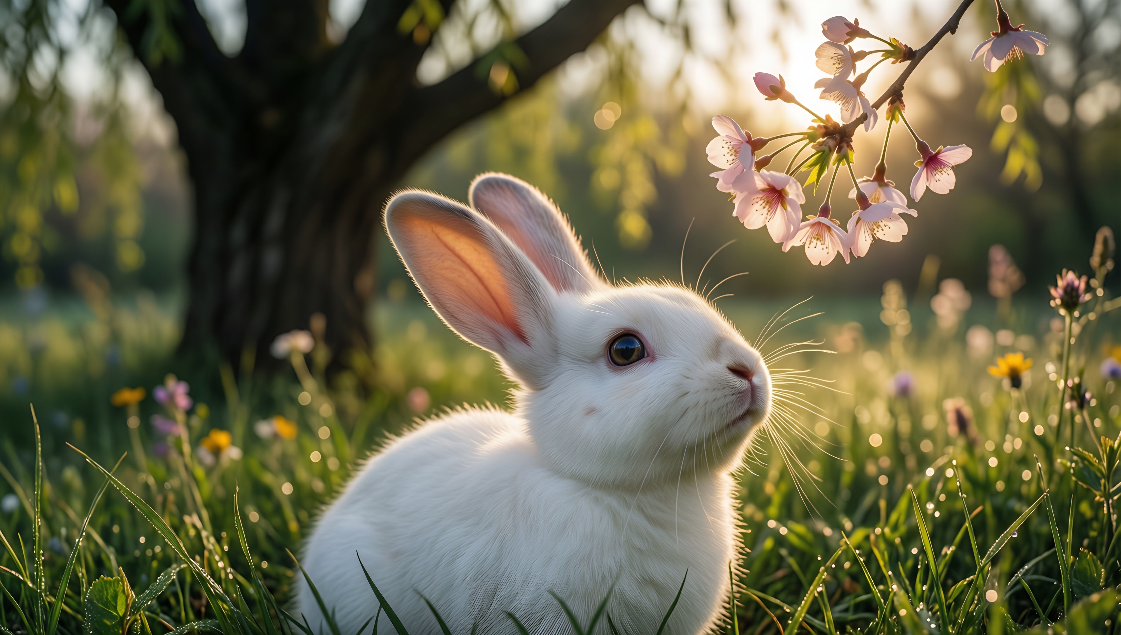 Easter Bunny in Spring - AI generated wallpaper
