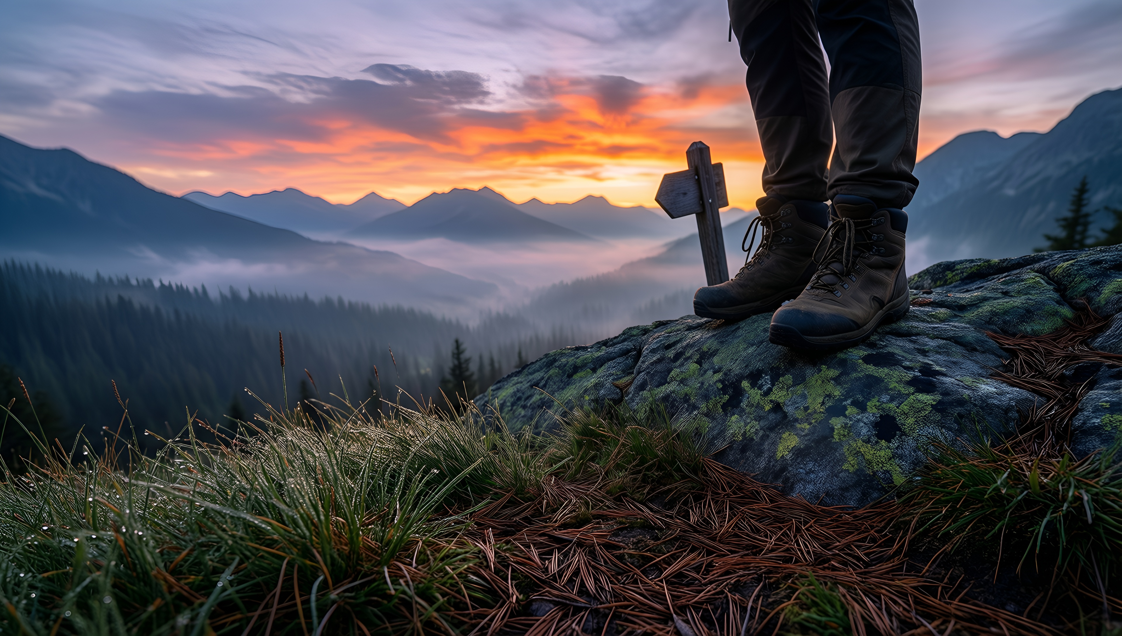Mountain Summit Sunset - AI generated wallpaper