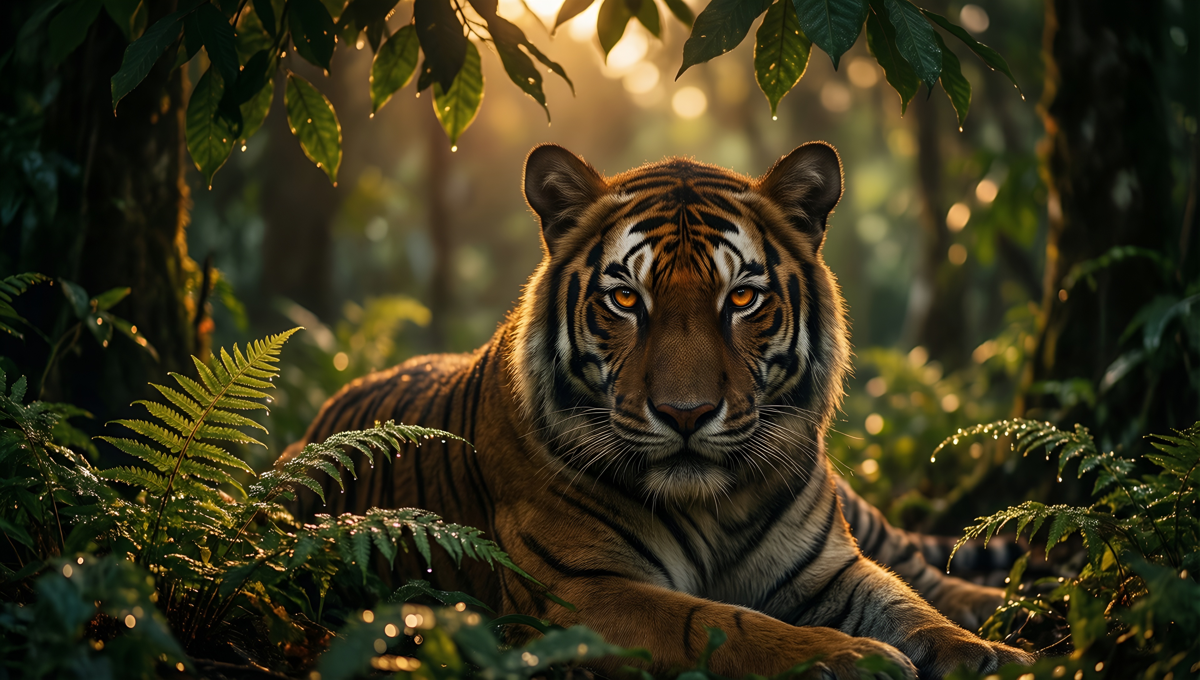 Tiger in the Jungle - AI generated wallpaper