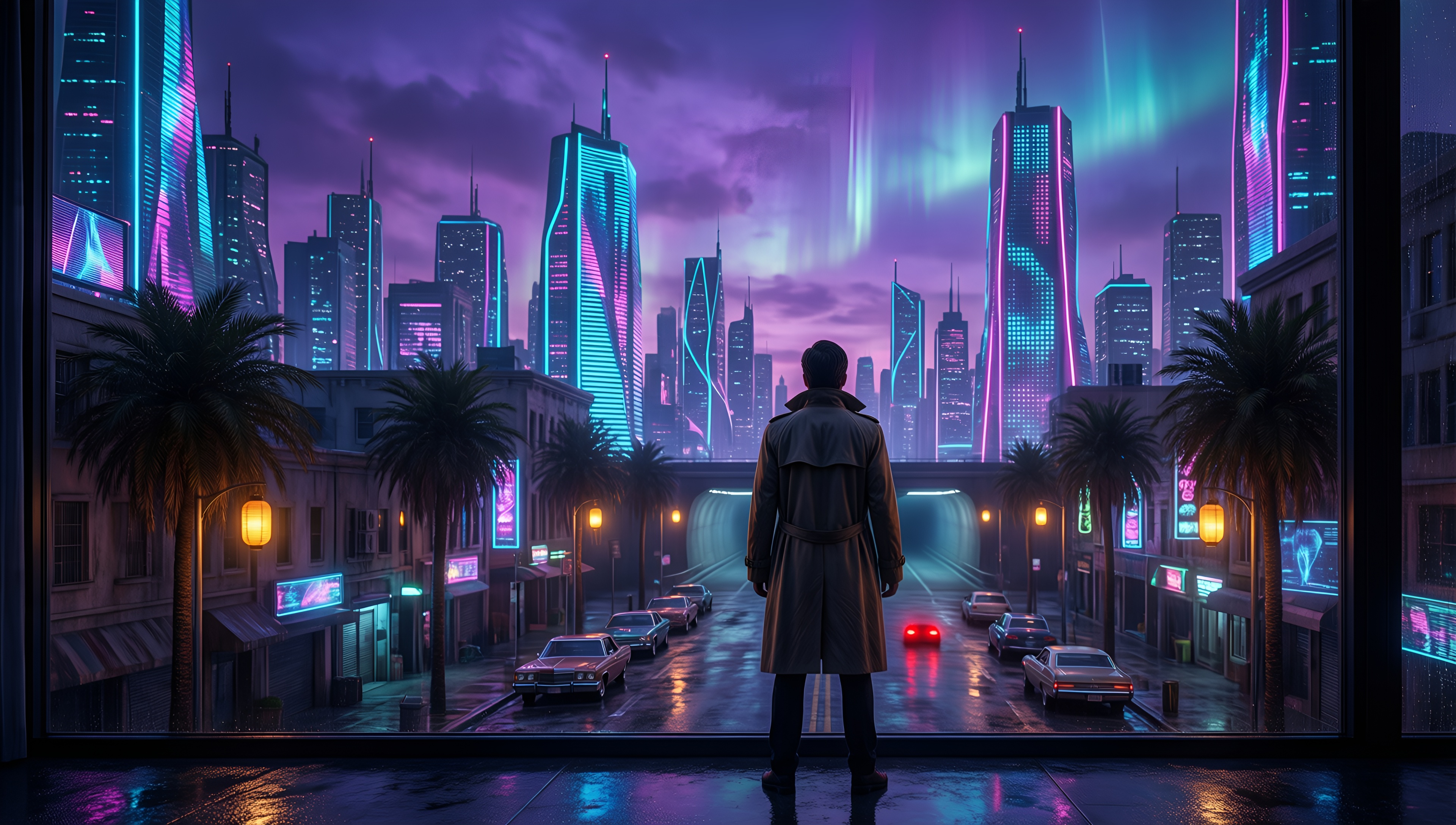 Neon Cyberpunk Cityscape - AI generated wallpaper