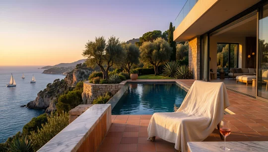 Luxury Cliffside Retreat Sunset