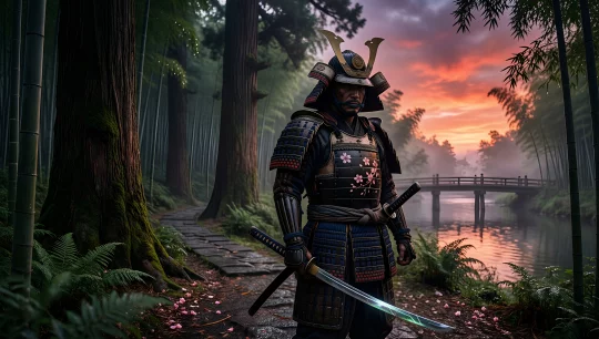 Samurai in Bamboo Forest