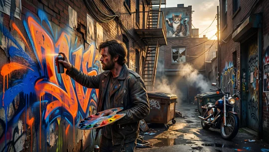 Urban Graffiti Artist at Work