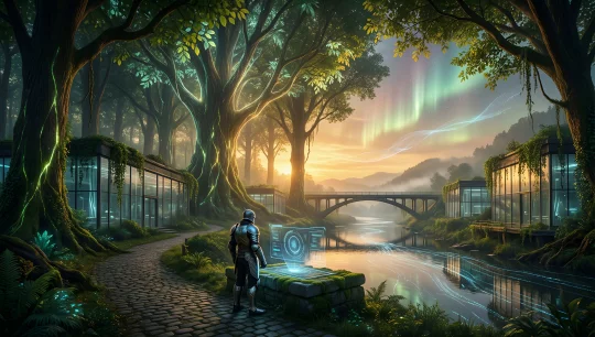 Cyberpunk Forest Dawn